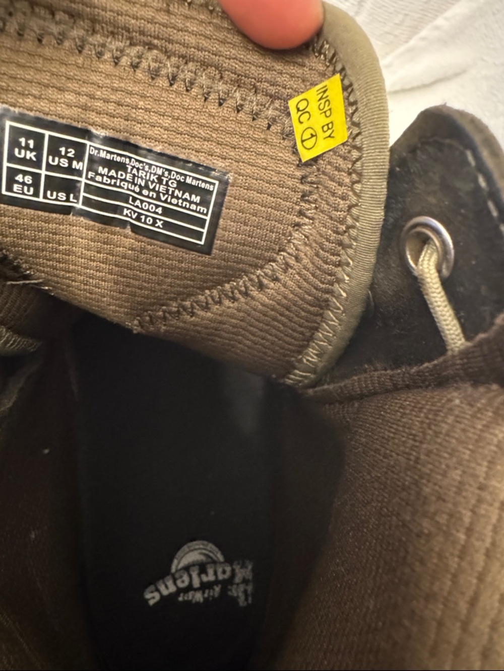 Dr. Martens Tarik Olive Green and Brown Lace-Up Combat Boots - Picture 5 of 6